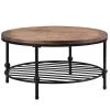 35 .8 in. Brown with Storage Shelf Round Wood Coffee Table by ATHMILE