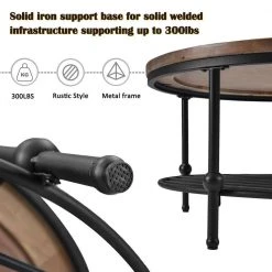 35 .8 in. Brown with Storage Shelf Round Wood Coffee Table by ATHMILE -ATHMILE Sales Store brown athmile coffee tables gz b2w20220303 fa 1000