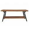 43 in. Brown Metal Legs Rectangle Rustic Solid Wood Top Material Coffee Table 1- Pieces by ATHMILE