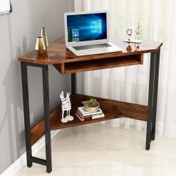 24 in. Brown Wood Triangle Computer Desk with Steel Frame by ATHMILE 12 24 in. Brown Wood Triangle Computer Desk with Steel Frame by ATHMILE -ATHMILE Sales Store brown athmile computer desks gzx b2w20220600 4f 1000