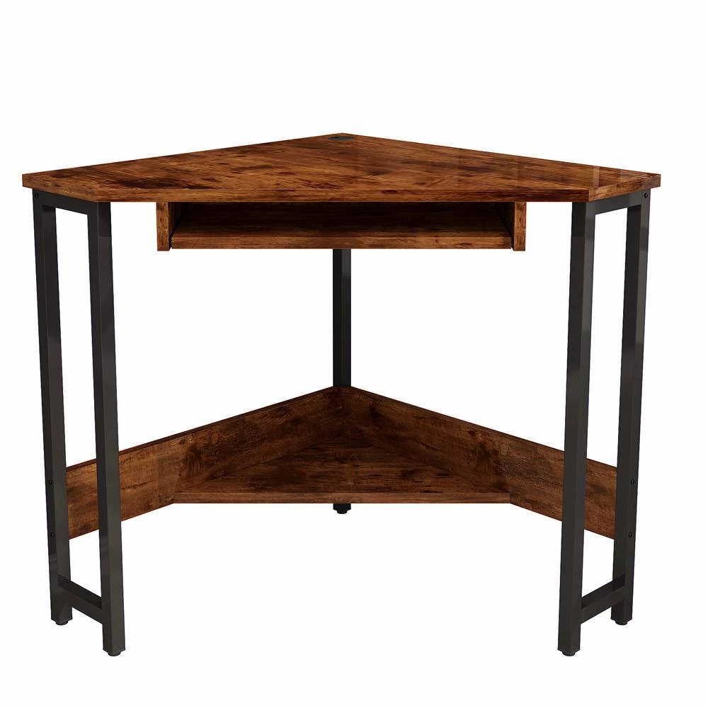 24 in. Brown Wood Triangle Computer Desk with Steel Frame by ATHMILE 3 24 in. Brown Wood Triangle Computer Desk with Steel Frame by ATHMILE - Image 3