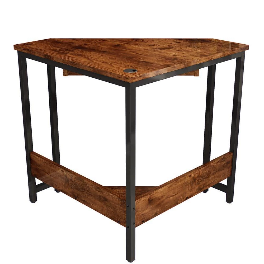 24 in. Brown Wood Triangle Computer Desk with Steel Frame by ATHMILE 2 24 in. Brown Wood Triangle Computer Desk with Steel Frame by ATHMILE - Image 2