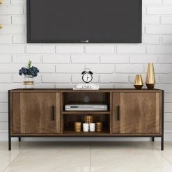 Brown Console Table with 2 Storage Cabinets and Open Shelves by ATHMILE 17 Brown Console Table with 2 Storage Cabinets and Open Shelves by ATHMILE -ATHMILE Sales Store brown athmile console tables gzx b2w20221373 31 1000