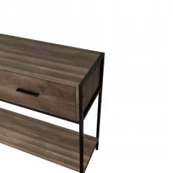 39.37 in. Brown Standard Rectangle Console Table with 2-Drawers and Open Shelf by ATHMILE -ATHMILE Sales Store brown athmile console tables gzx b2w20221375 1f 1000