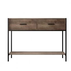39.37 in. Brown Standard Rectangle Console Table with 2-Drawers and Open Shelf by ATHMILE