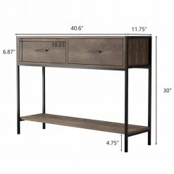 39.37 in. Brown Standard Rectangle Console Table with 2-Drawers and Open Shelf by ATHMILE -ATHMILE Sales Store brown athmile console tables gzx b2w20221375 c3 1000