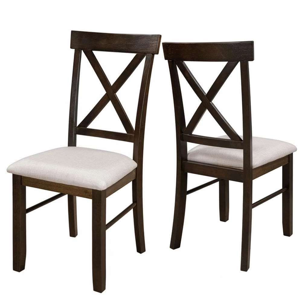 Brown Upholstered X-Back Dining Chairs (Set of 2) by ATHMILE 1 Brown Upholstered X-Back Dining Chairs (Set of 2) by ATHMILE