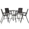 5-Piece Brown Glass Top Table Set (Seats-4) by ATHMILE
