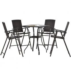 5-Piece Brown Glass Top Table Set (Seats-4) by ATHMILE