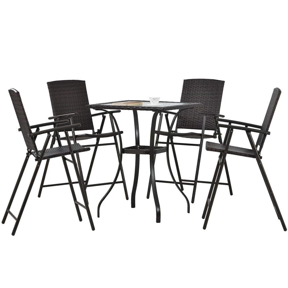 5-Piece Brown Glass Top Table Set (Seats-4) by ATHMILE 1 5-Piece Brown Glass Top Table Set (Seats-4) by ATHMILE
