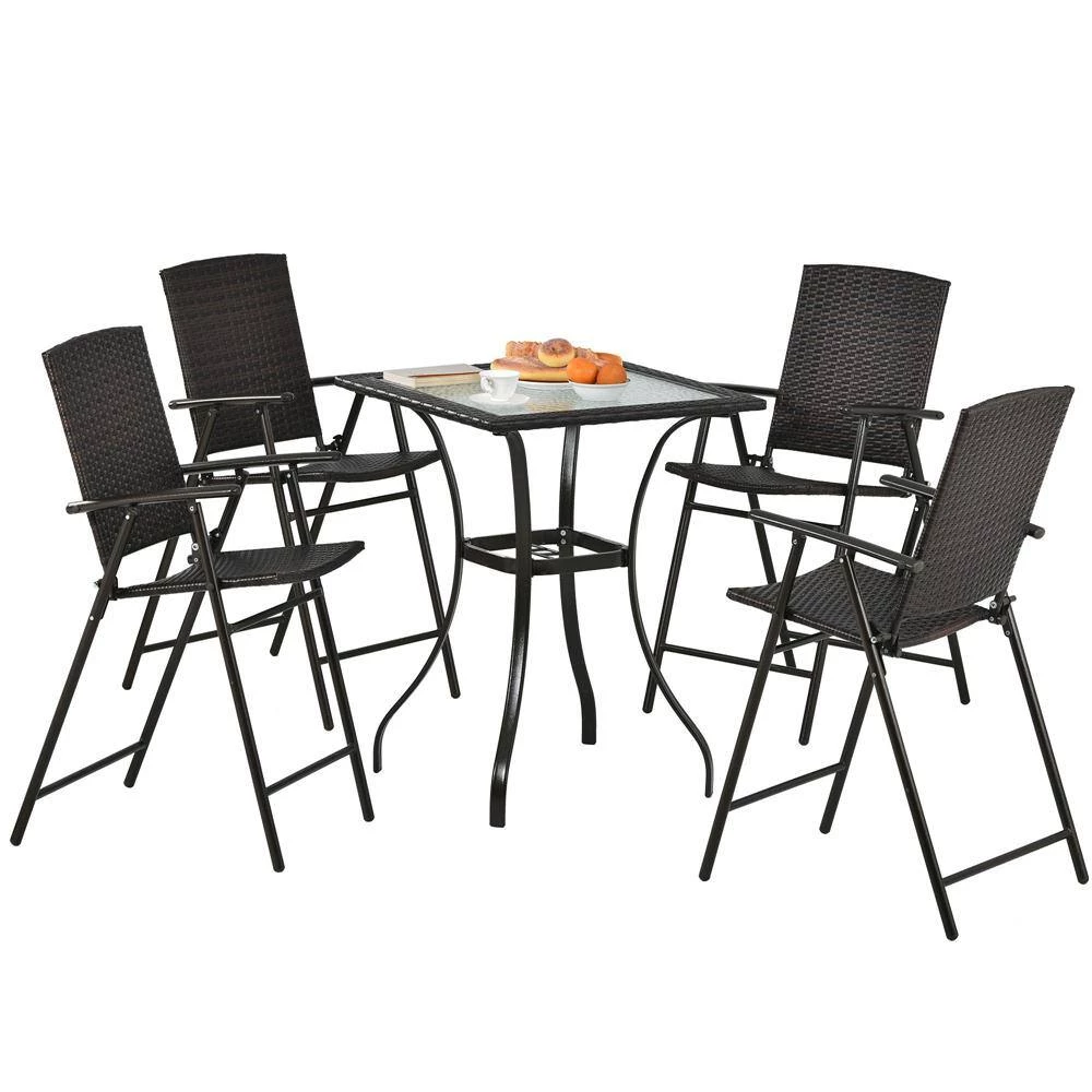 5-Piece Brown Glass Top Table Set (Seats-4) by ATHMILE 2 5-Piece Brown Glass Top Table Set (Seats-4) by ATHMILE - Image 2