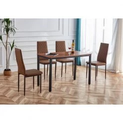 5-Piece Coffee wood Top Table Set (Seats-4) by ATHMILE -ATHMILE Sales Store brown athmile dining room sets ddw854s00004 31 1000