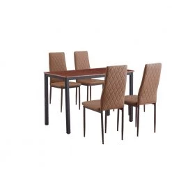 5-Piece Coffee wood Top Table Set (Seats-4) by ATHMILE