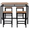 5-Piece Brown Wood Top Table Set (Seats 4) by ATHMILE
