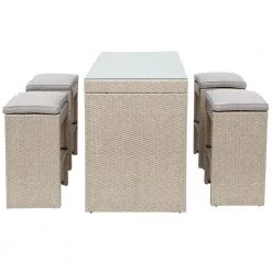 5-Piece Brown Glass Top Table Set Seats 4 by ATHMILE