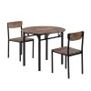 3-Piece Brown Finish Round Wood Dining Table Set with Black Frame by ATHMILE