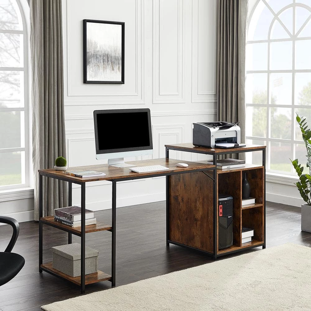70.8 in. Retangular Brown MDF Writing Desk by ATHMILE 9 70.8 in. Retangular Brown MDF Writing Desk by ATHMILE - Image 9