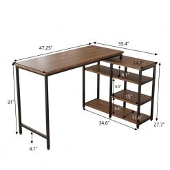47.25 in. Retangular Brown Computer Desk by ATHMILE -ATHMILE Sales Store brown athmile kids desks dztwf194826aad 4f 1000