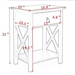 1-Drawer Brown Nightstand (Set of 2) by ATHMILE -ATHMILE Sales Store brown athmile nightstands ddw1041s0359 44 1000