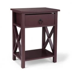 1-Drawer Brown Nightstand (Set of 2) by ATHMILE