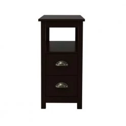2-Drawer Brown Narrow Nightstand (24.02 in. x 11.81 in. x 23.62 in. ) by ATHMILE