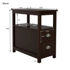 2-Drawer Brown Narrow Nightstand (24.02 in. x 11.81 in. x 23.62 in. ) by ATHMILE -ATHMILE Sales Store brown athmile nightstands gz b2w20220735 c3 1000