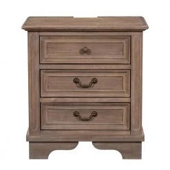 3-Drawers Brown Nightstand with Charging Ports (23.2"L x 15.8"W x 28"H) by ATHMILE