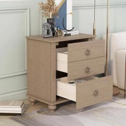 2-Drawers Brown Nightstand 23.62 in. L x 15.75 in. W x 25 in. H by ATHMILE -ATHMILE Sales Store brown athmile nightstands gz b2w20221612 31 1000