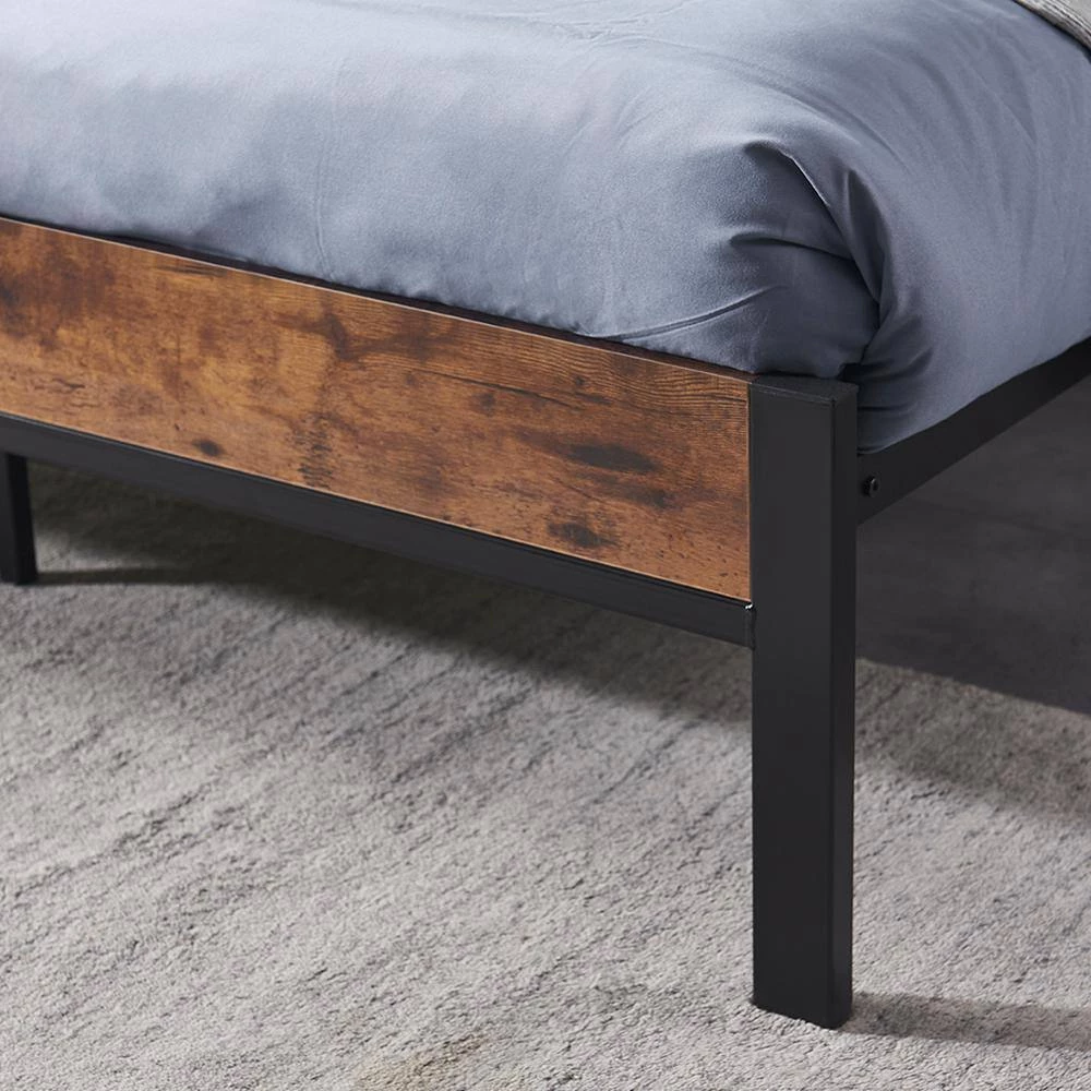 78 in. W Dark Brown Full Size Metal Platform Bed Frame with Wooden Headboard and Footboard by ATHMILE 6 78 in. W Dark Brown Full Size Metal Platform Bed Frame with Wooden Headboard and Footboard by ATHMILE - Image 6