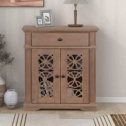 Brown Sideboard with Mirror Door by ATHMILE -ATHMILE Sales Store brown athmile sideboards buffet tables gz b2w20221305 31 1000