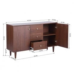 Brown Sideboard with 2 Cabinets and 3-Drawer by ATHMILE -ATHMILE Sales Store brown athmile sideboards buffet tables gz b2w20221456 c3 1000