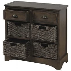 Brown Gray Rustic Storage Cabinet with Two Drawers and Four Classic Rattan Basket by ATHMILE 14 Brown Gray Rustic Storage Cabinet with Two Drawers and Four Classic Rattan Basket by ATHMILE -ATHMILE Sales Store brown gray athmile accent cabinets gz wf193442aad 77 1000