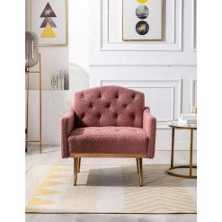 Brush Pink Accent Leisure Single Sofa Chair with Rose Golden Feet (Set of 1) by ATHMILE -ATHMILE Sales Store brush pink athmile accent chairs gz w39537939 31 1000