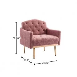 Brush Pink Accent Leisure Single Sofa Chair with Rose Golden Feet (Set of 1) by ATHMILE -ATHMILE Sales Store brush pink athmile accent chairs gz w39537939 40 1000