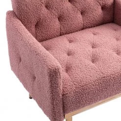 Brush Pink Accent Leisure Single Sofa Chair with Rose Golden Feet (Set of 1) by ATHMILE -ATHMILE Sales Store brush pink athmile accent chairs gz w39537939 4f 1000