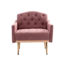 Brush Pink Accent Leisure Single Sofa Chair with Rose Golden Feet (Set of 1) by ATHMILE