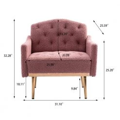 Brush Pink Accent Leisure Single Sofa Chair with Rose Golden Feet (Set of 1) by ATHMILE -ATHMILE Sales Store brush pink athmile accent chairs gz w39537939 c3 1000