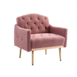 Brush Pink Accent Leisure Single Sofa Chair with Rose Golden Feet (Set of 1) by ATHMILE -ATHMILE Sales Store brush pink athmile accent chairs gz w39537939 fa 1000