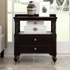 Black Cherry 2-Drawer Nightstand (23.6 in. W x 17 in. D x 27.5 in. H) by ATHMILE -ATHMILE Sales Store cherry athmile nightstands gz b2w20220742 31 1000