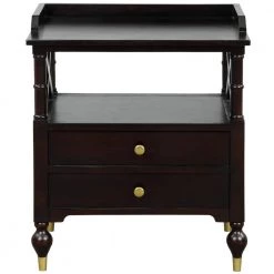 Black Cherry 2-Drawer Nightstand (23.6 in. W x 17 in. D x 27.5 in. H) by ATHMILE