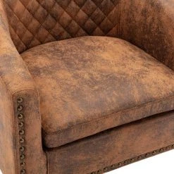 Accent Barrel Chair Living Room Chair with Nailheads and Solid Wood Legs Light Coffee Microfiber Fabric (Set of 1) by ATHMILE -ATHMILE Sales Store coffee athmile accent chairs gz w39526697 1f 1000 1