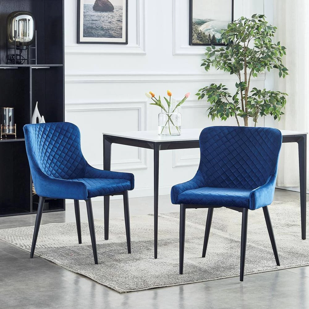 Dark Blue Fabric Dining Chairs (Set of 2) by ATHMILE 7 Dark Blue Fabric Dining Chairs (Set of 2) by ATHMILE - Image 7