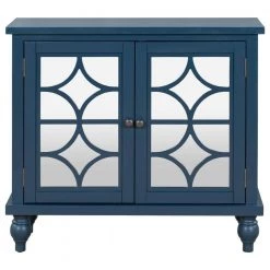 Dark Blue Free Standing Wood Sideboard by ATHMILE