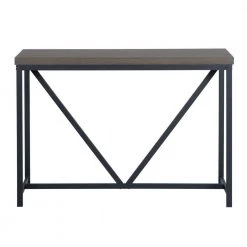 47.2 in. Dark Brown Standard Rectangle Wood Console Table with Metal Frame by ATHMILE