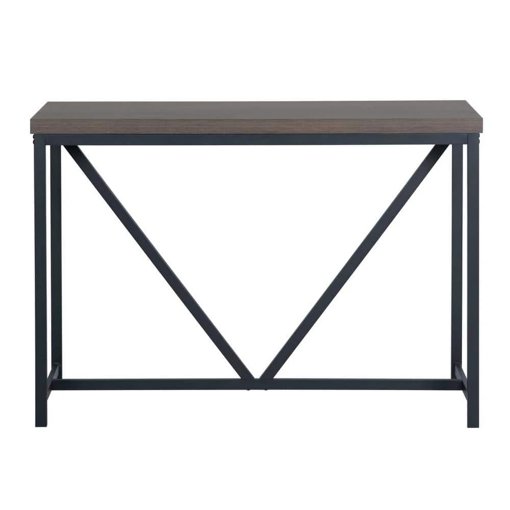 47.2 in. Dark Brown Standard Rectangle Wood Console Table with Metal Frame by ATHMILE 1 47.2 in. Dark Brown Standard Rectangle Wood Console Table with Metal Frame by ATHMILE