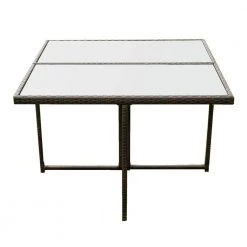 9-Piece Dark Brown Glass Top Table Set Seats 8 by ATHMILE 9 9-Piece Dark Brown Glass Top Table Set Seats 8 by ATHMILE -ATHMILE Sales Store dark brown athmile dining room sets dqw329s00035 c3 1000