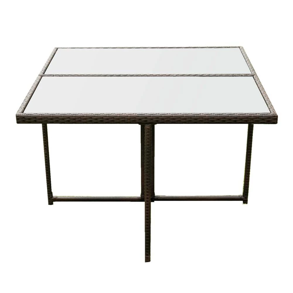 9-Piece Dark Brown Glass Top Table Set Seats 8 by ATHMILE 3 9-Piece Dark Brown Glass Top Table Set Seats 8 by ATHMILE - Image 3