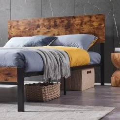 Dark Brown Full Platform Bed by ATHMILE 11 Dark Brown Full Platform Bed by ATHMILE -ATHMILE Sales Store dark brown athmile panel beds ddw31129034 4f 1000