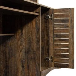 59.06 in. Antiqued Paint Home Office Computer Desk with Hutch by ATHMILE -ATHMILE Sales Store dark brown athmile writing desks gz b2w20220704 4f 1000