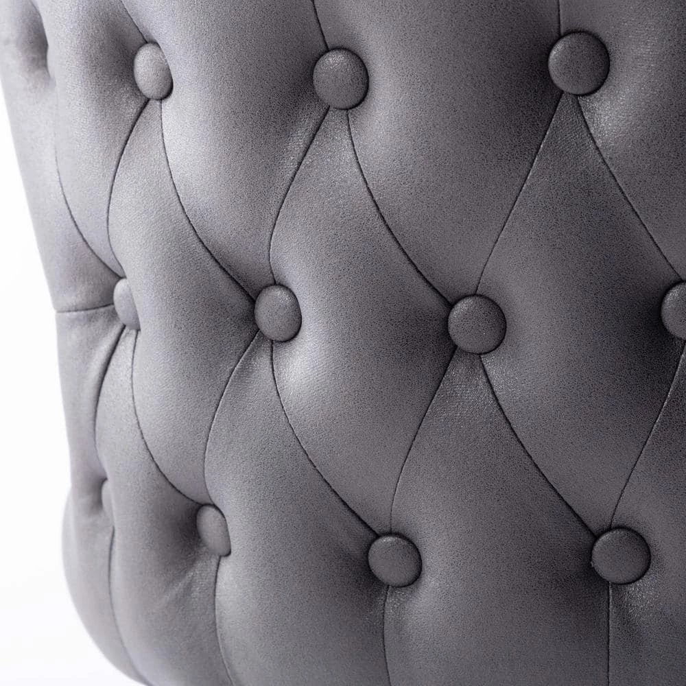 41.3 in. Dark Gray High Back Metal Frame Swivel Bar Stool with Leathaire Fabric Set(Set of 2) by ATHMILE 6 41.3 in. Dark Gray High Back Metal Frame Swivel Bar Stool with Leathaire Fabric Set(Set of 2) by ATHMILE - Image 6